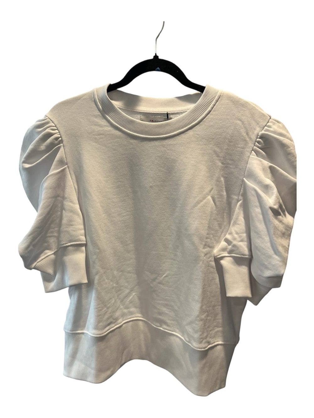 SOLDOUT NYC Organic Cotton Puff Sleeve Crewneck Sweatshirt - White